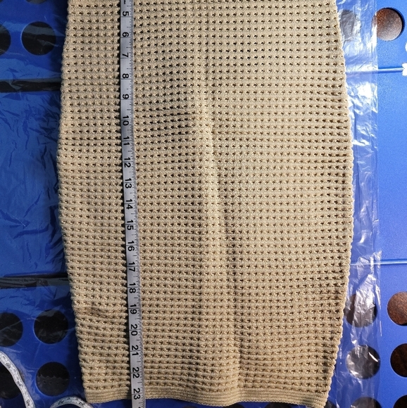 HERA COLLECTION Tan Crochet Waffle Pencil Skirt - Picture 7 of 7